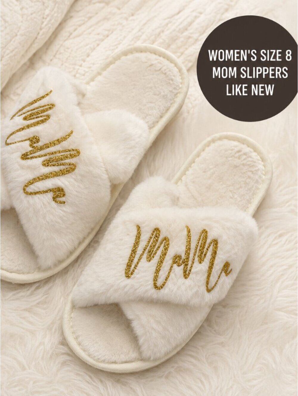 "Mama" Fuzzy Slippers | Sz 8